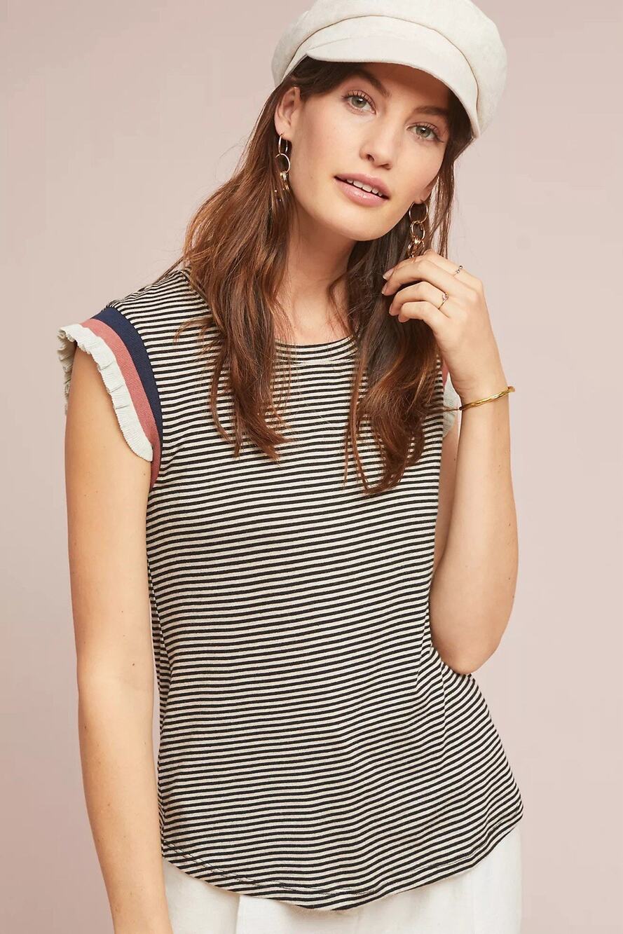Anthropologie Dolan Left Coast Camrose Flutter-Sleeve Tee Round Neck Women's XS